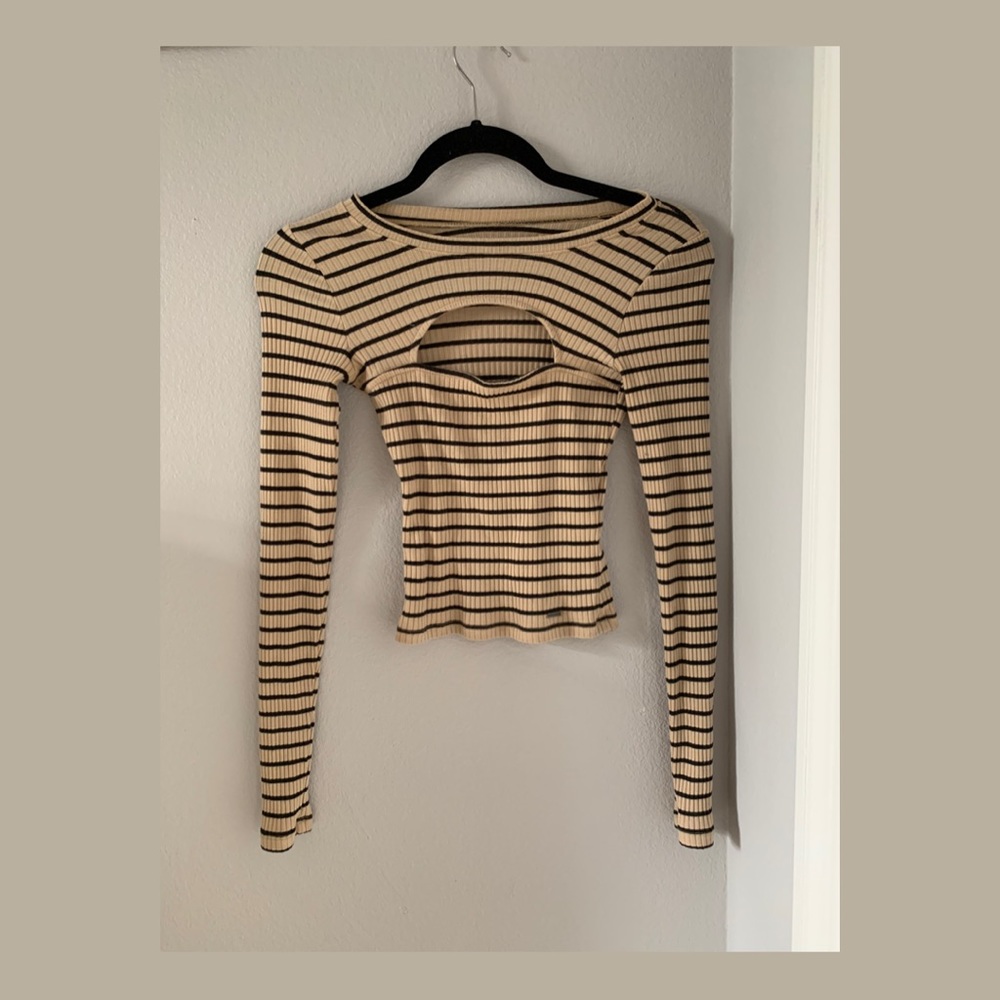 Long sleeve, tight fitted stripped shirt